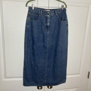 Y2K Faded Glory Denim Maxi Skirt Womens Blue Jean Modest Coastal Cowgirl Western